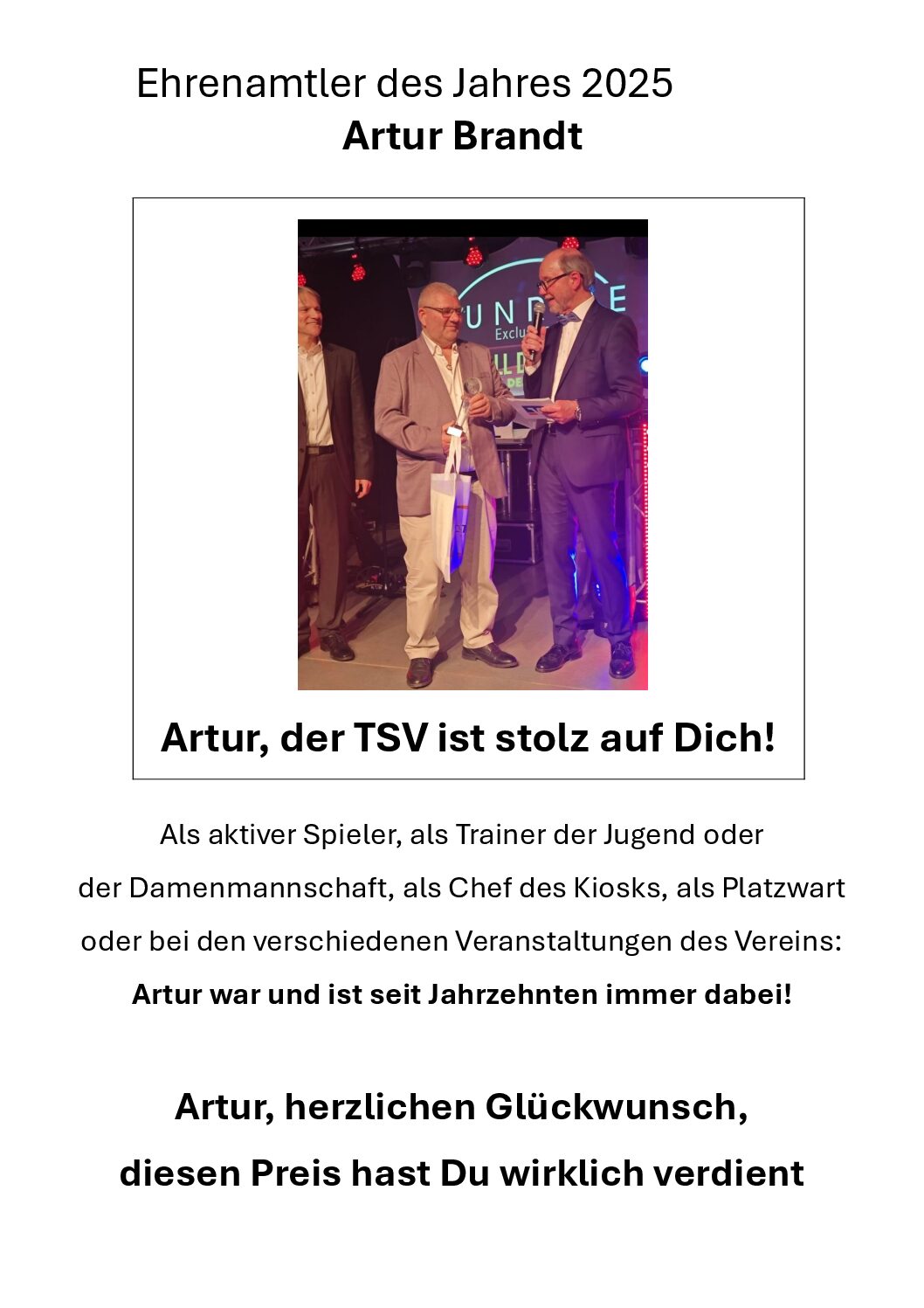 Ehrenamtler des Jahres 2025