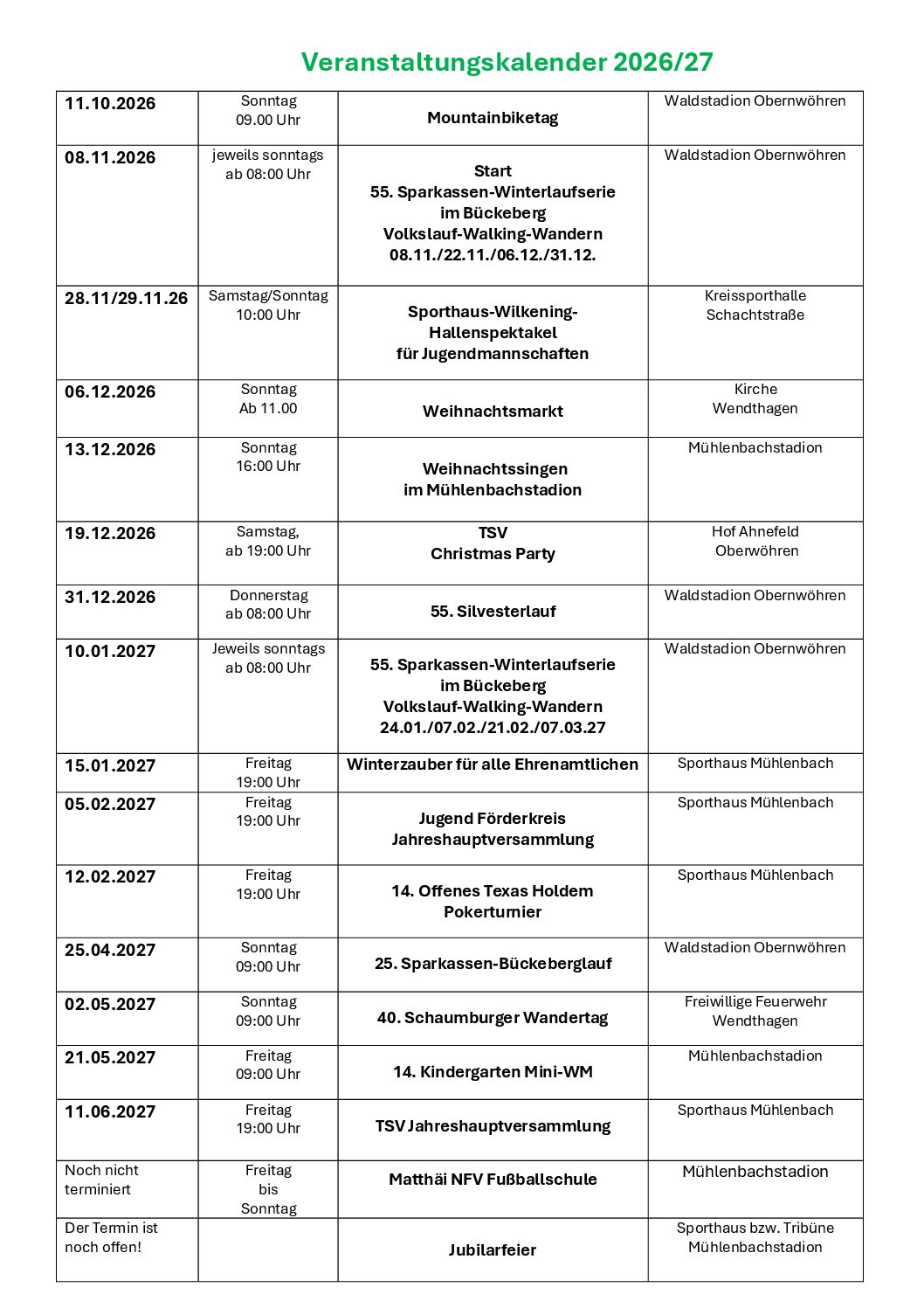 Veranstaltungskalender 2026.27